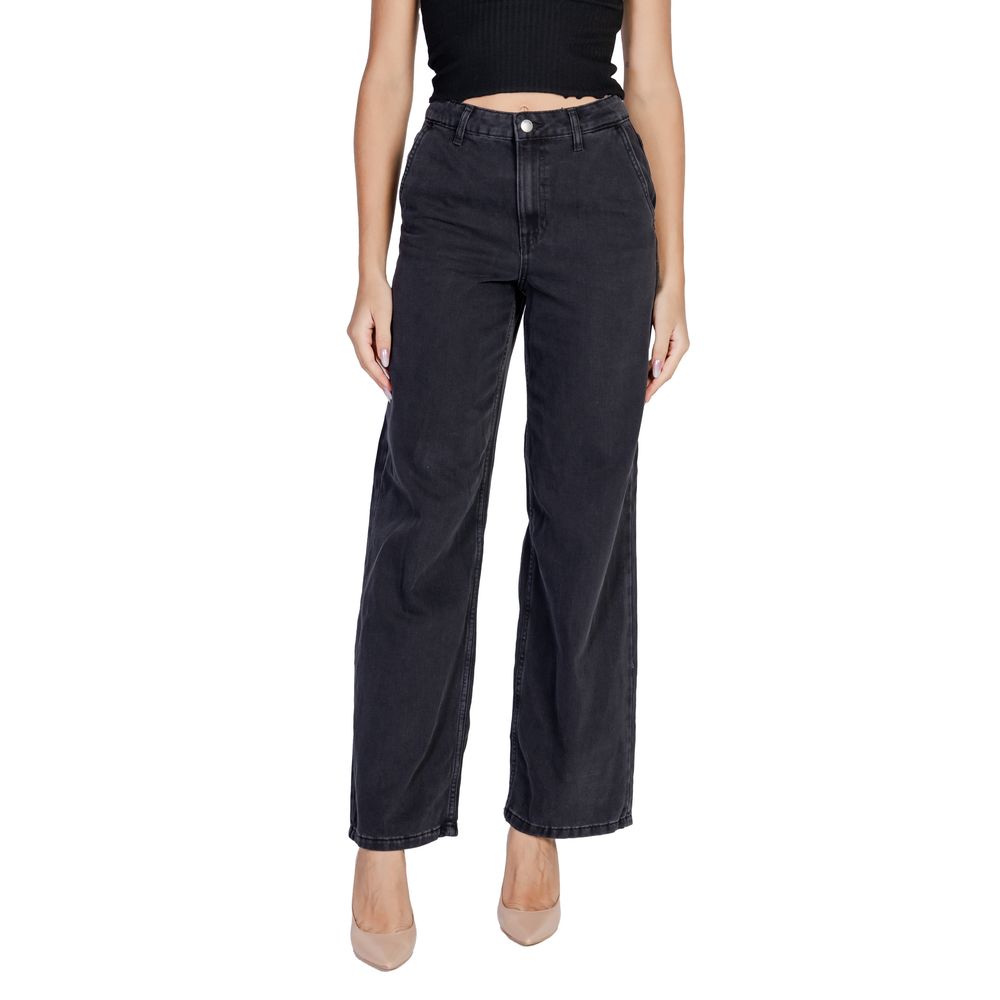 Jacqueline De Yong Weite Jeans aus Baumwolle in Schwarz