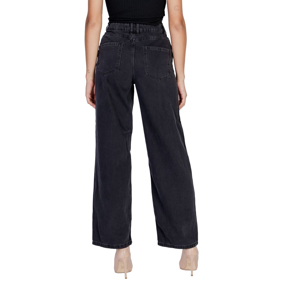 Jacqueline De Yong Weite Jeans aus Baumwolle in Schwarz