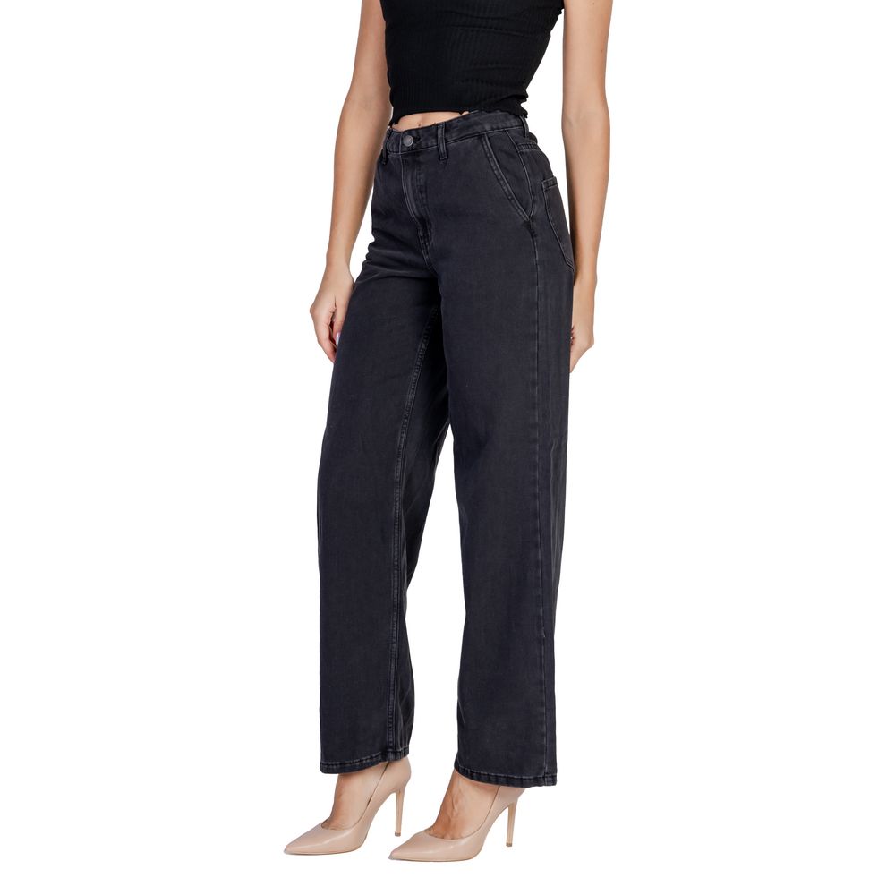 Jacqueline De Yong Weite Jeans aus Baumwolle in Schwarz