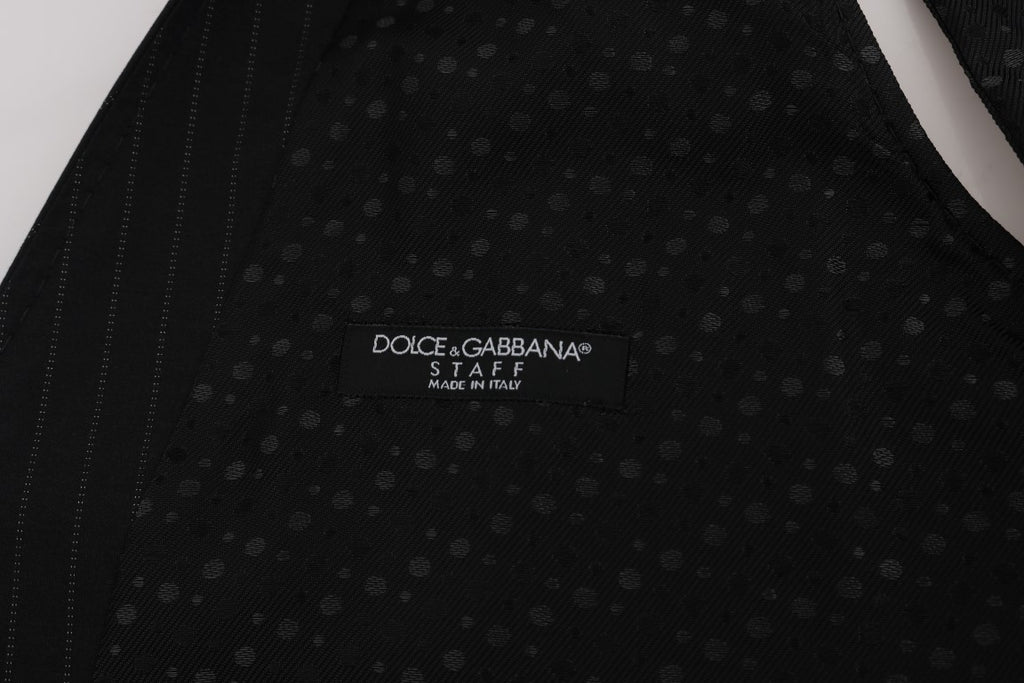 Dolce & Gabbana Graue STAFF Baumwollweste mit Streifen