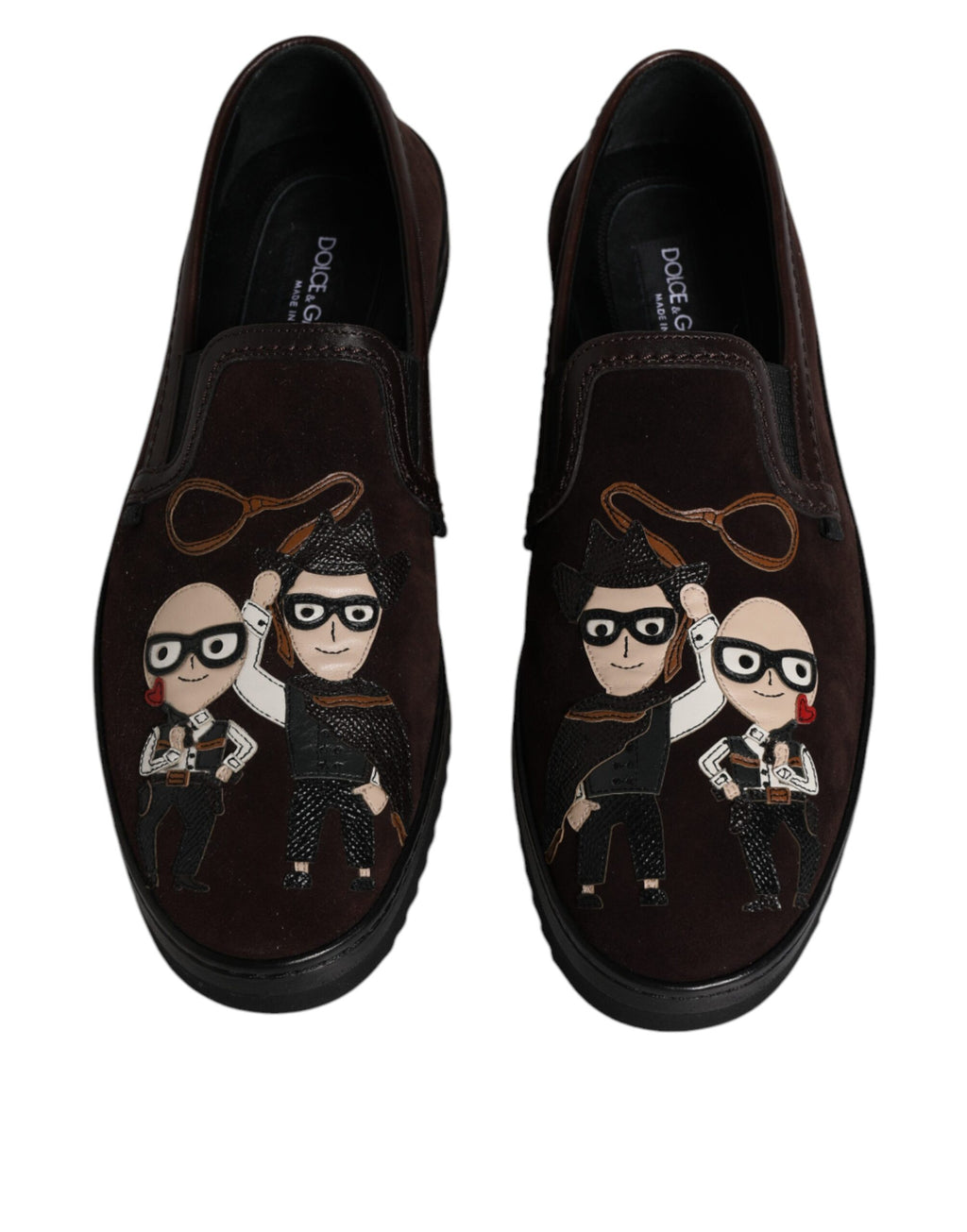 Dolce & Gabbana Braun Wildleder DG Familie Slip On Flats Schuhe
