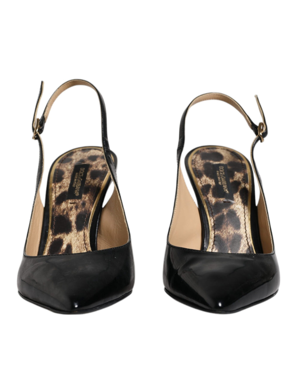 Dolce & Gabbana Schwarze Leder High Heels Slingbacks Schuhe