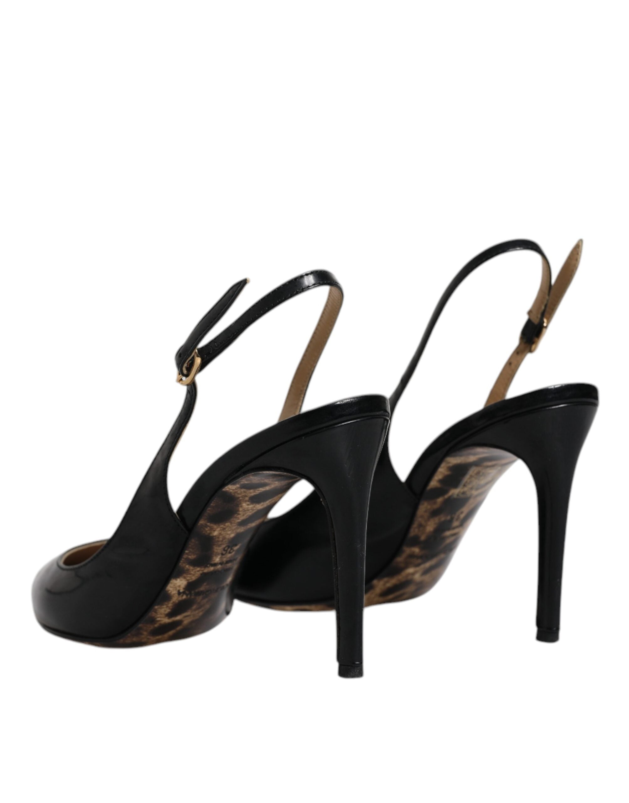 Dolce & Gabbana Schwarze Leder High Heels Slingbacks Schuhe