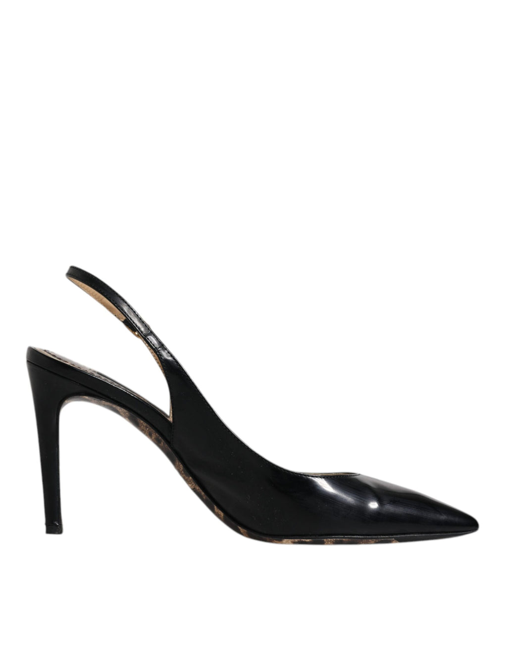 Dolce & Gabbana Schwarze Leder High Heels Slingbacks Schuhe