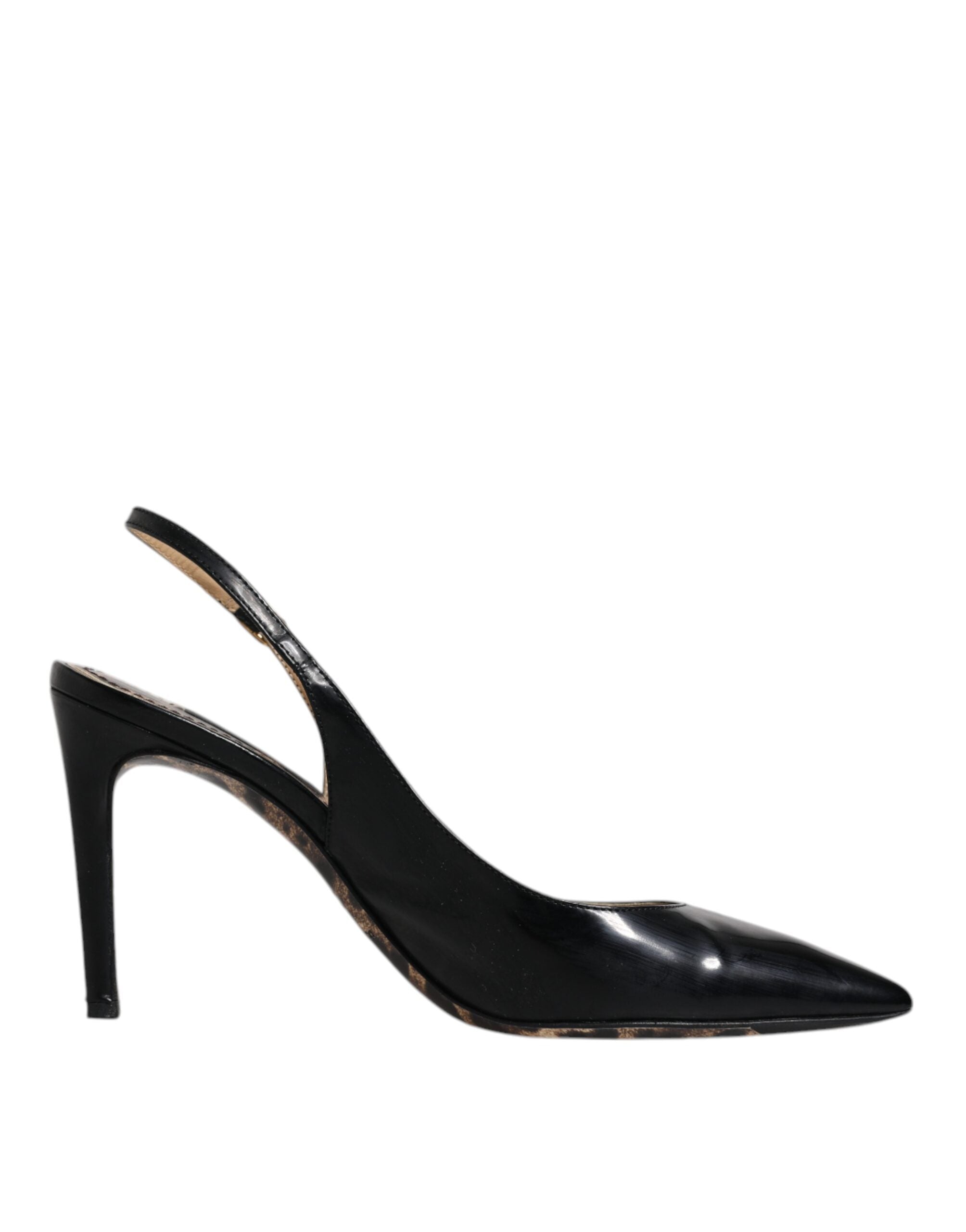 Dolce & Gabbana Schwarze Leder High Heels Slingbacks Schuhe
