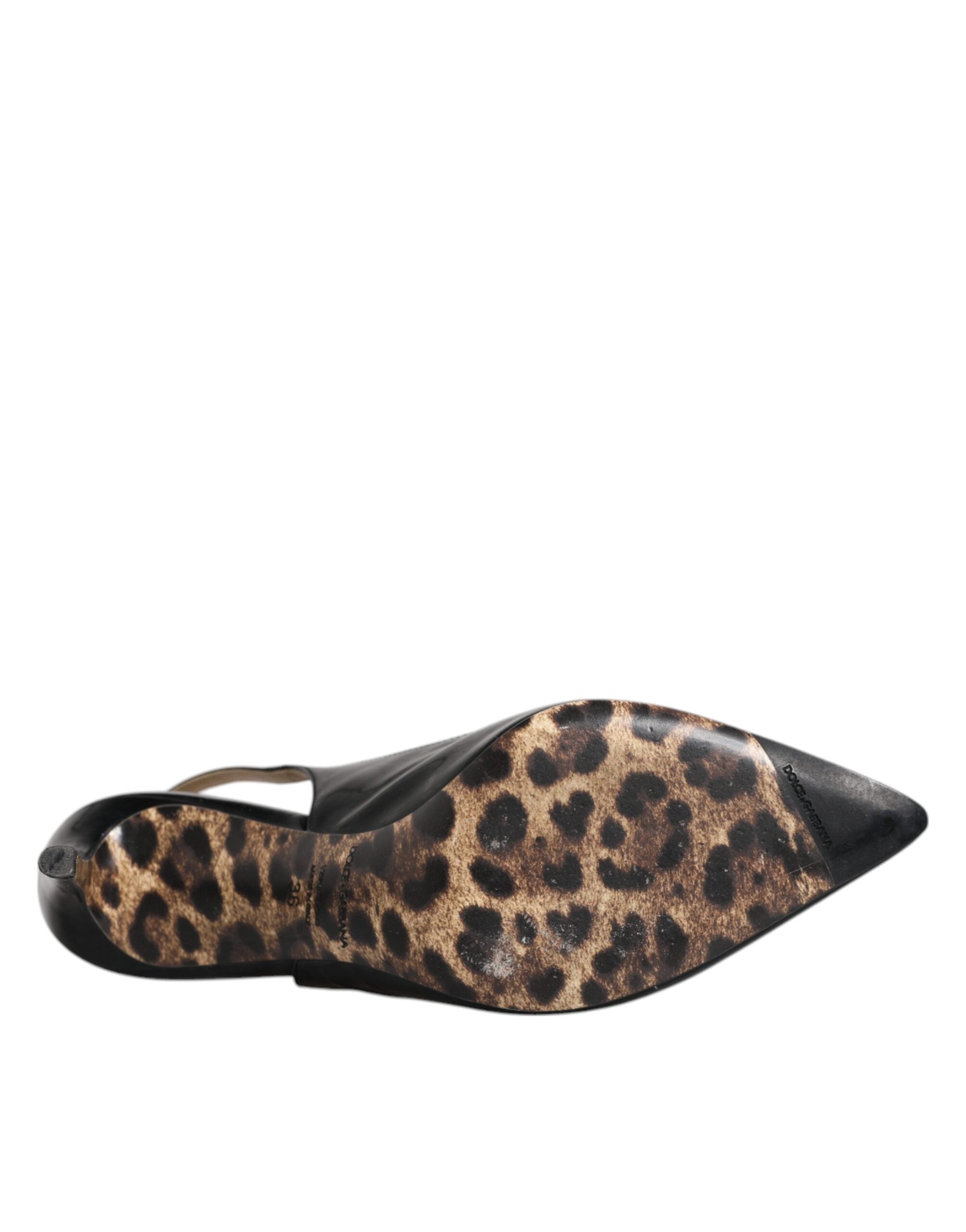 Dolce & Gabbana Schwarze Leder High Heels Slingbacks Schuhe