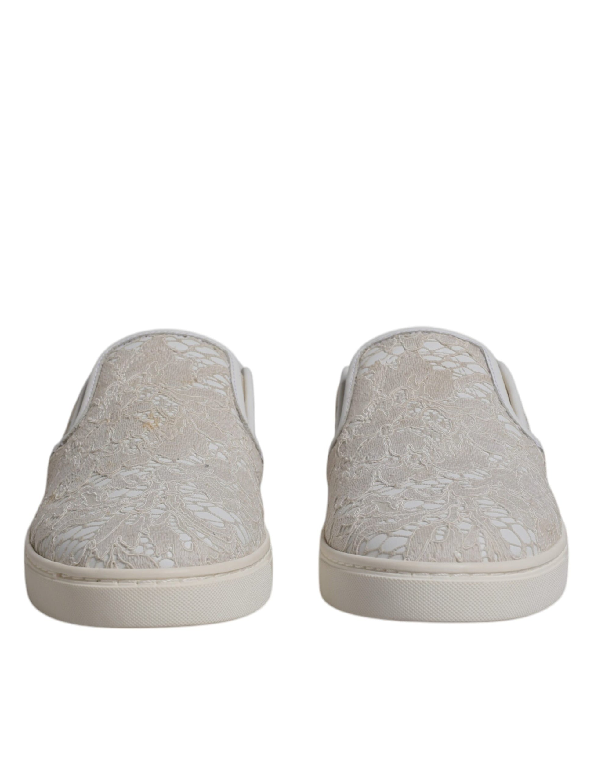 Dolce & Gabbana Weiß Floral Spitze Slip On Loafers Schuhe