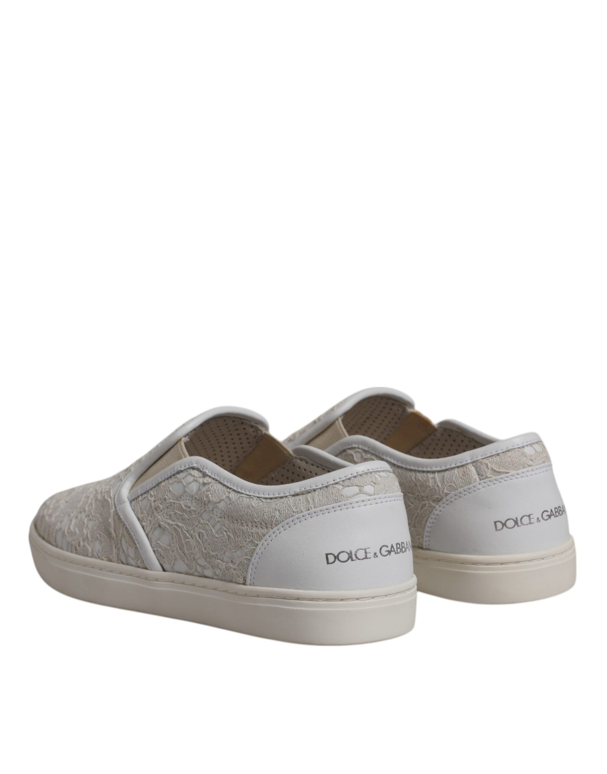Dolce & Gabbana Weiß Floral Spitze Slip On Loafers Schuhe