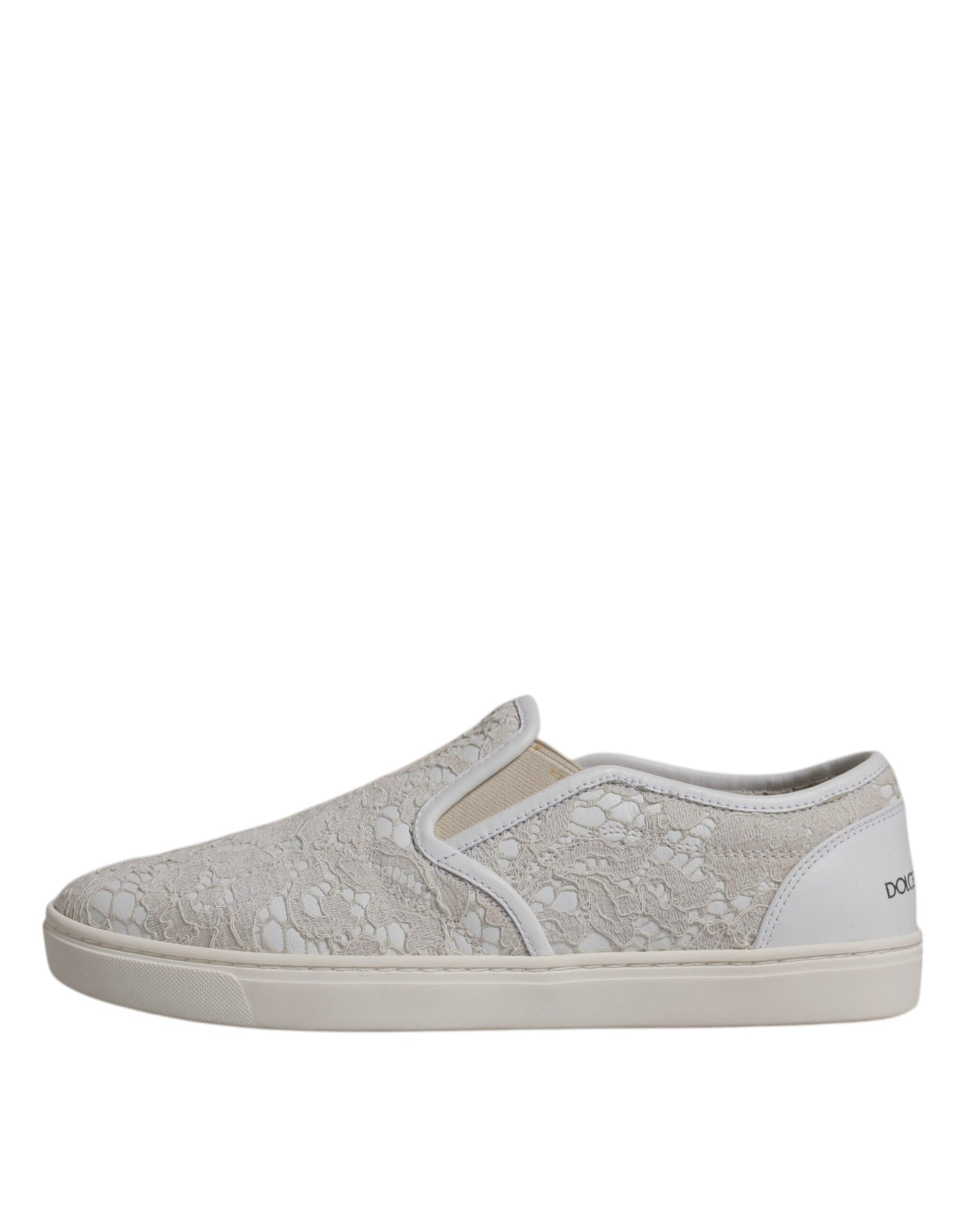 Dolce & Gabbana Weiß Floral Spitze Slip On Loafers Schuhe