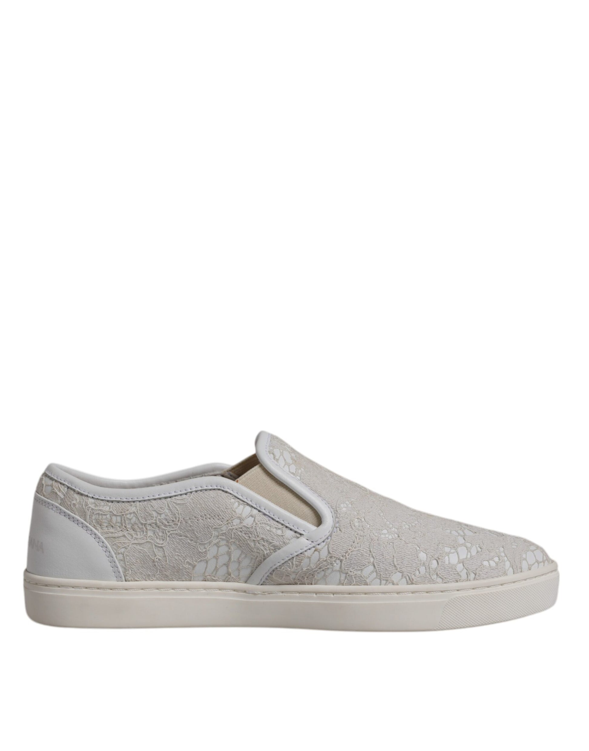Dolce & Gabbana Weiß Floral Spitze Slip On Loafers Schuhe