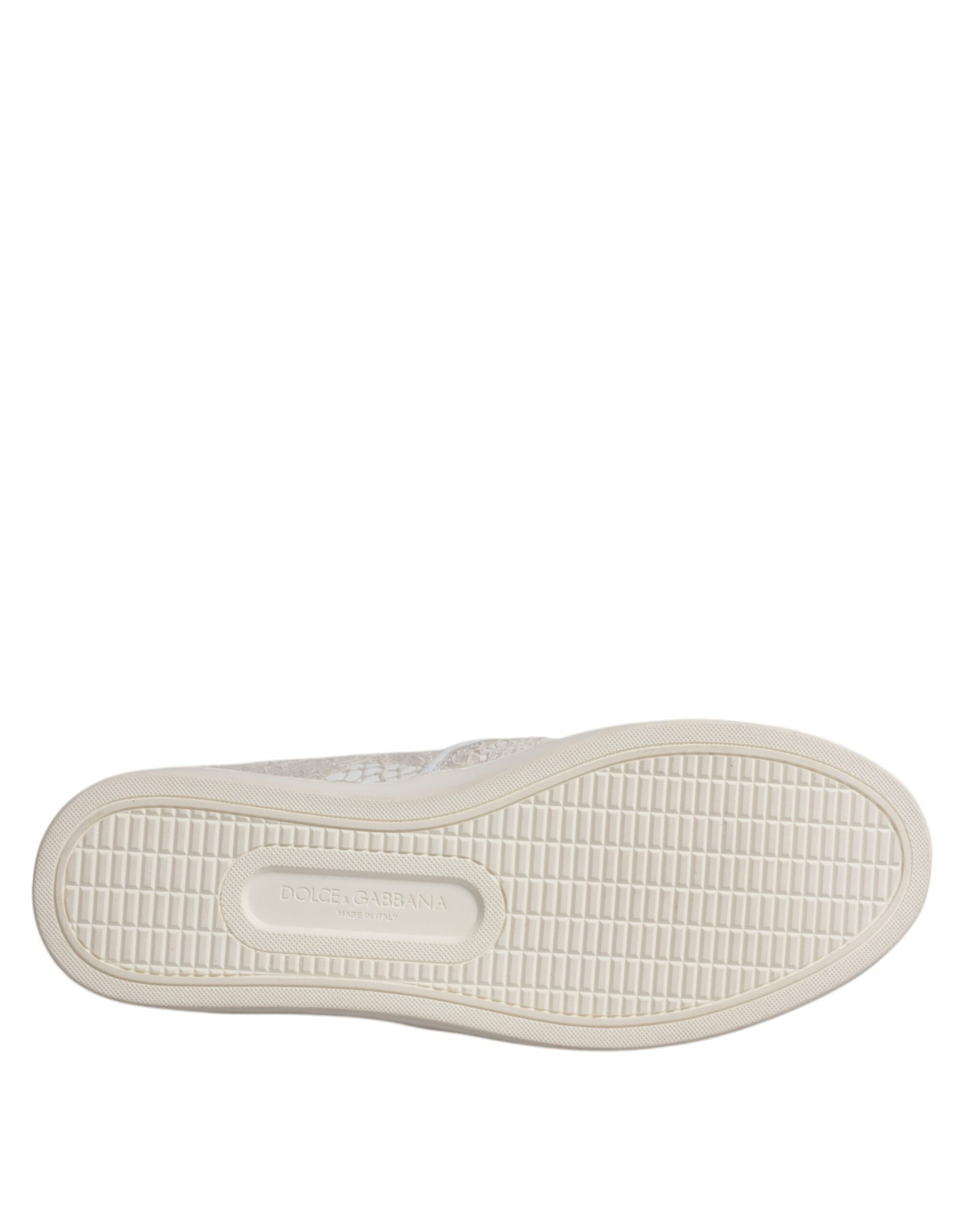 Dolce & Gabbana Weiß Floral Spitze Slip On Loafers Schuhe