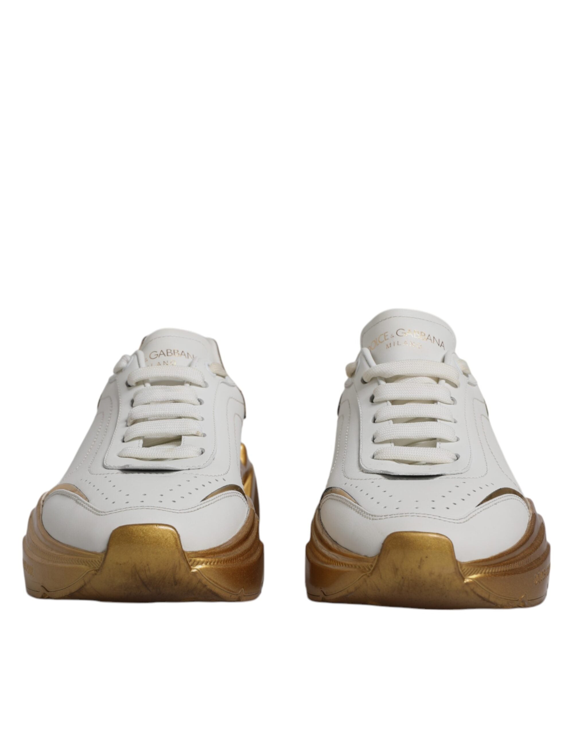 Dolce & Gabbana Weiß Gold Daymaster Low Top Turnschuhe Schuhe