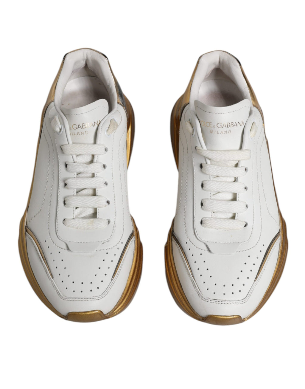 Dolce & Gabbana Weiß Gold Daymaster Low Top Turnschuhe Schuhe