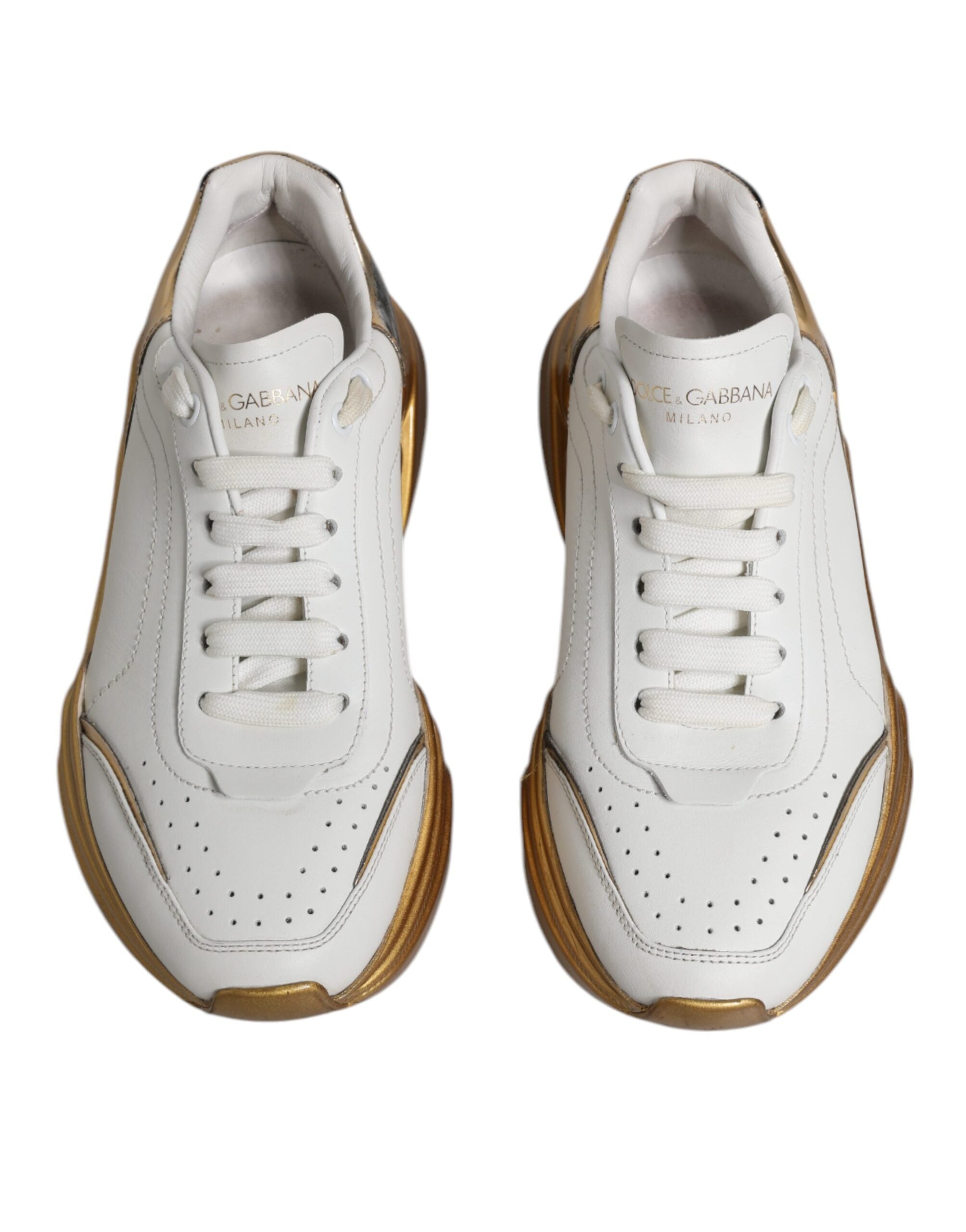 Dolce & Gabbana Weiß Gold Daymaster Low Top Turnschuhe Schuhe