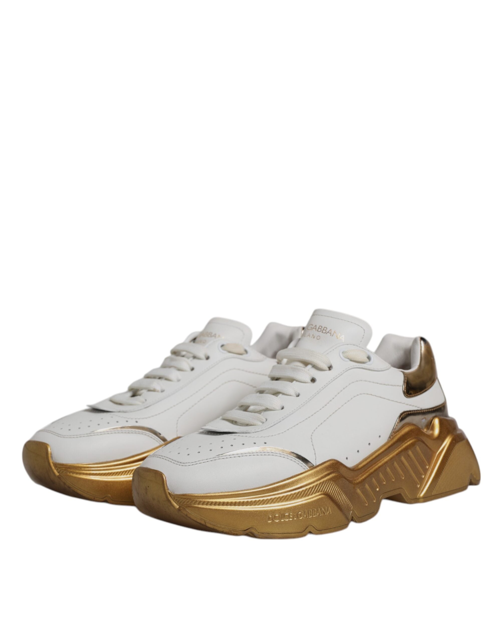 Dolce & Gabbana Weiß Gold Daymaster Low Top Turnschuhe Schuhe