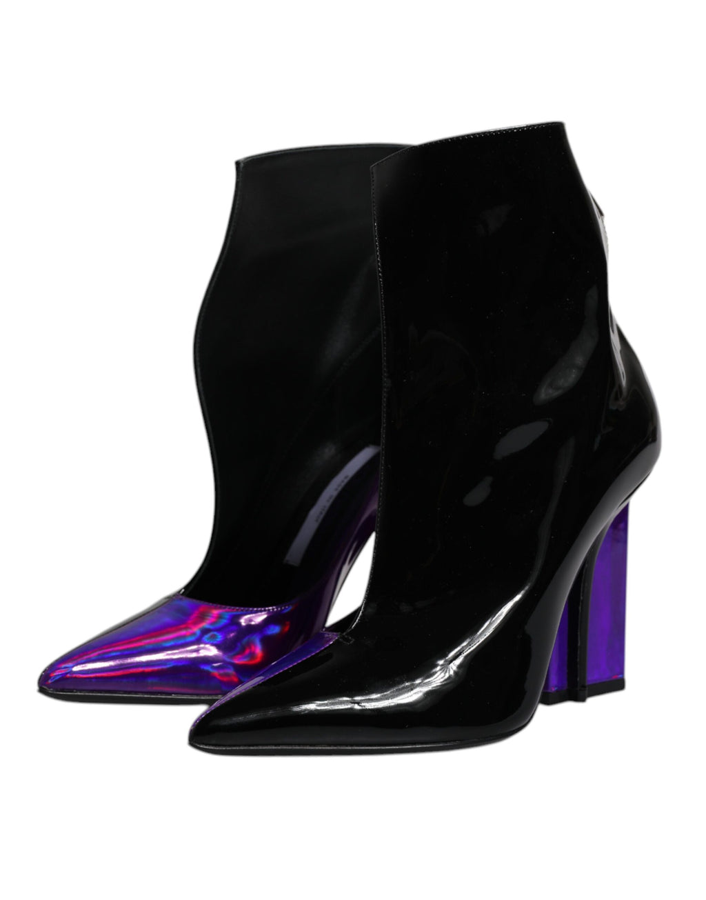 Dolce & Gabbana Lila Schwarz Spitzstiefel Schuhe