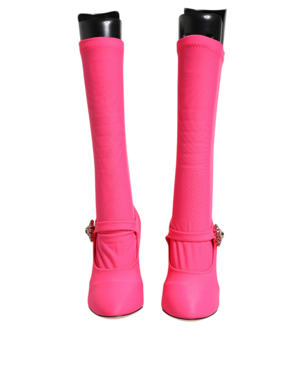 Dolce & Gabbana Roze Nylon Crystal Vally Hoge Laarzen Schoenen