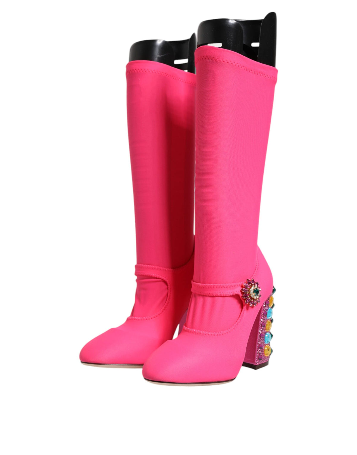 Dolce & Gabbana Roze Nylon Crystal Vally Hoge Laarzen Schoenen