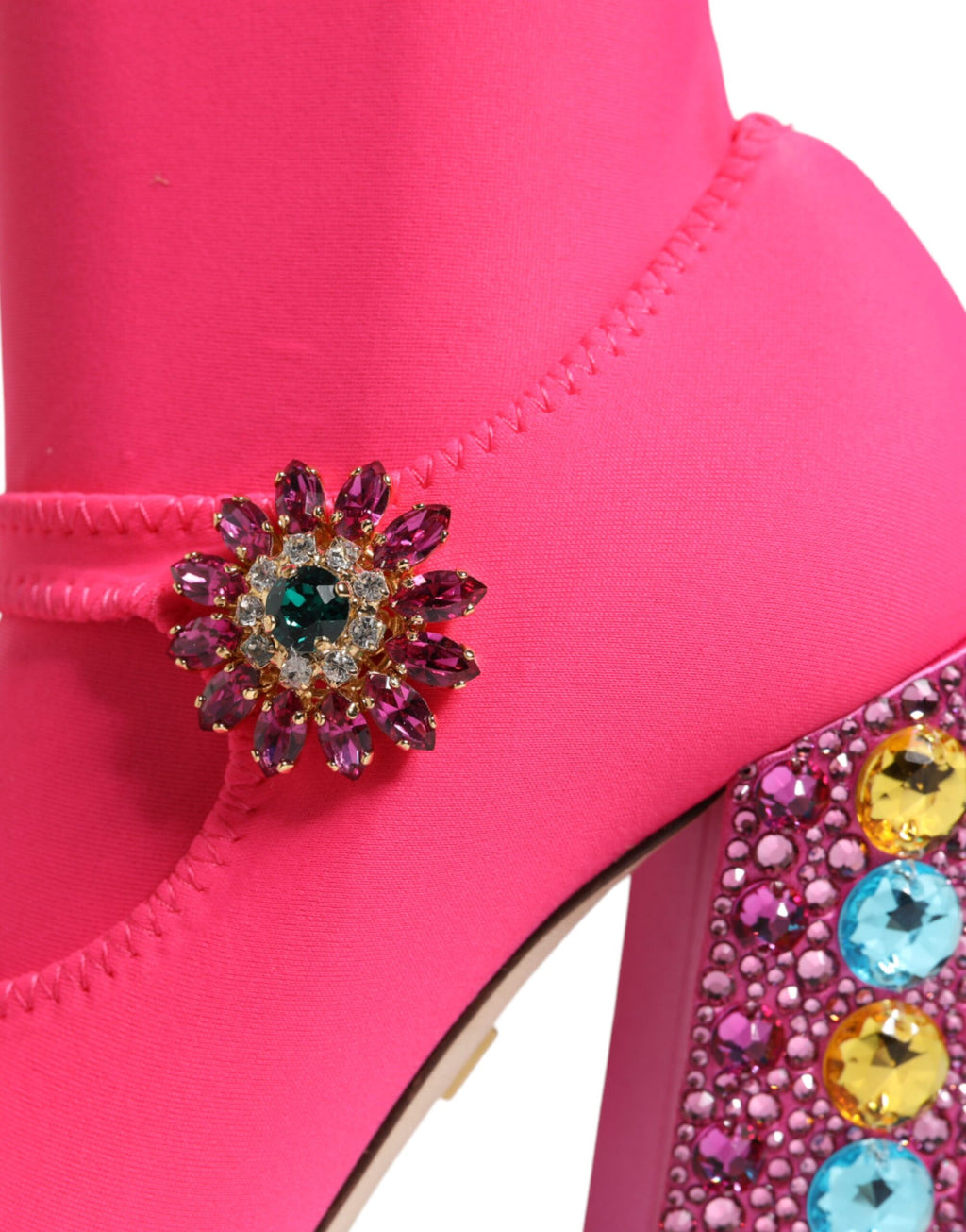 Dolce & Gabbana Roze Nylon Crystal Vally Hoge Laarzen Schoenen