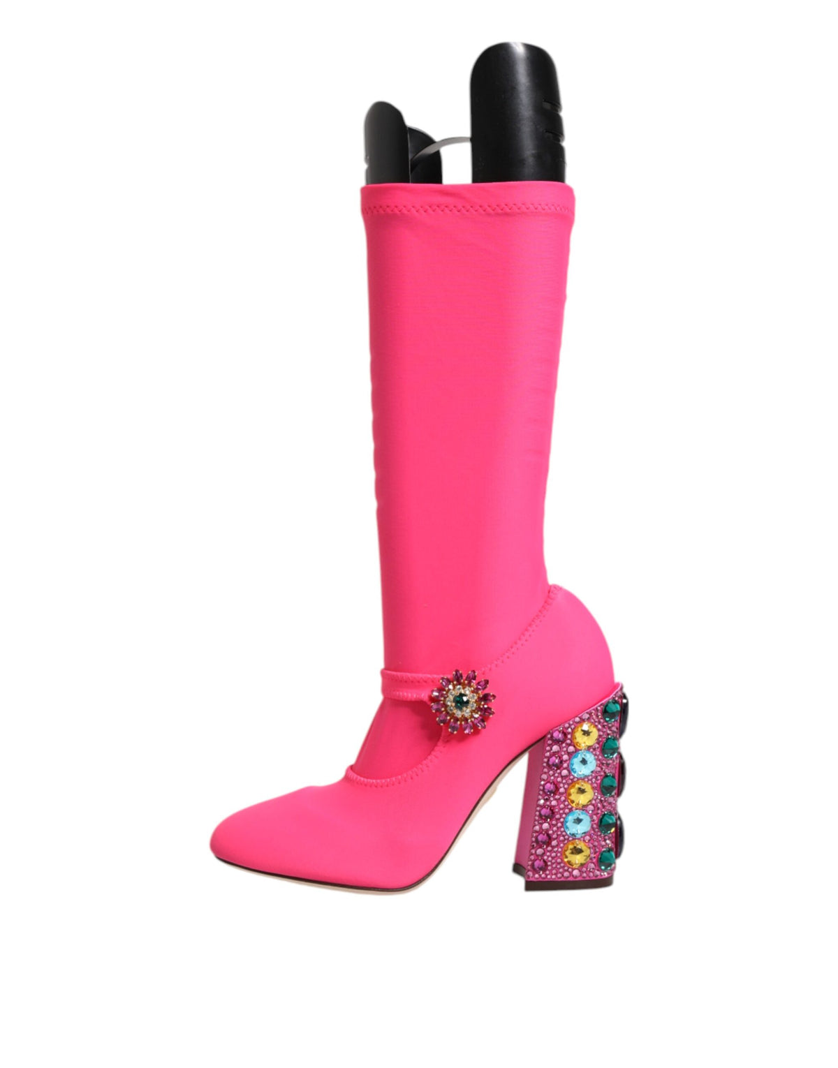 Dolce & Gabbana Roze Nylon Crystal Vally Hoge Laarzen Schoenen