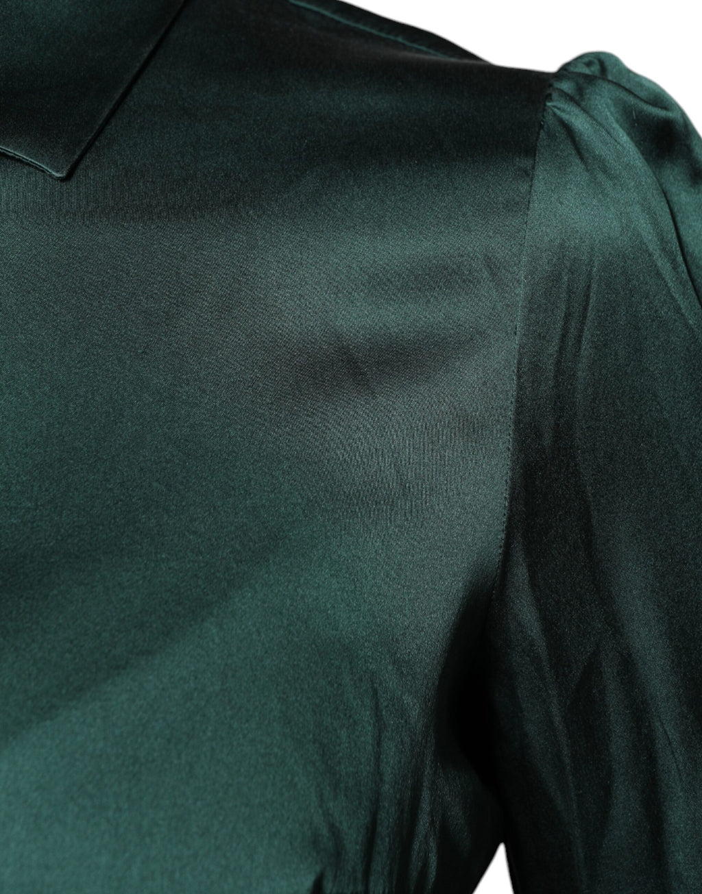 Dolce & Gabbana Dunkelgrünes Seidenblusentop mit langen Ärmeln und Knopfleiste