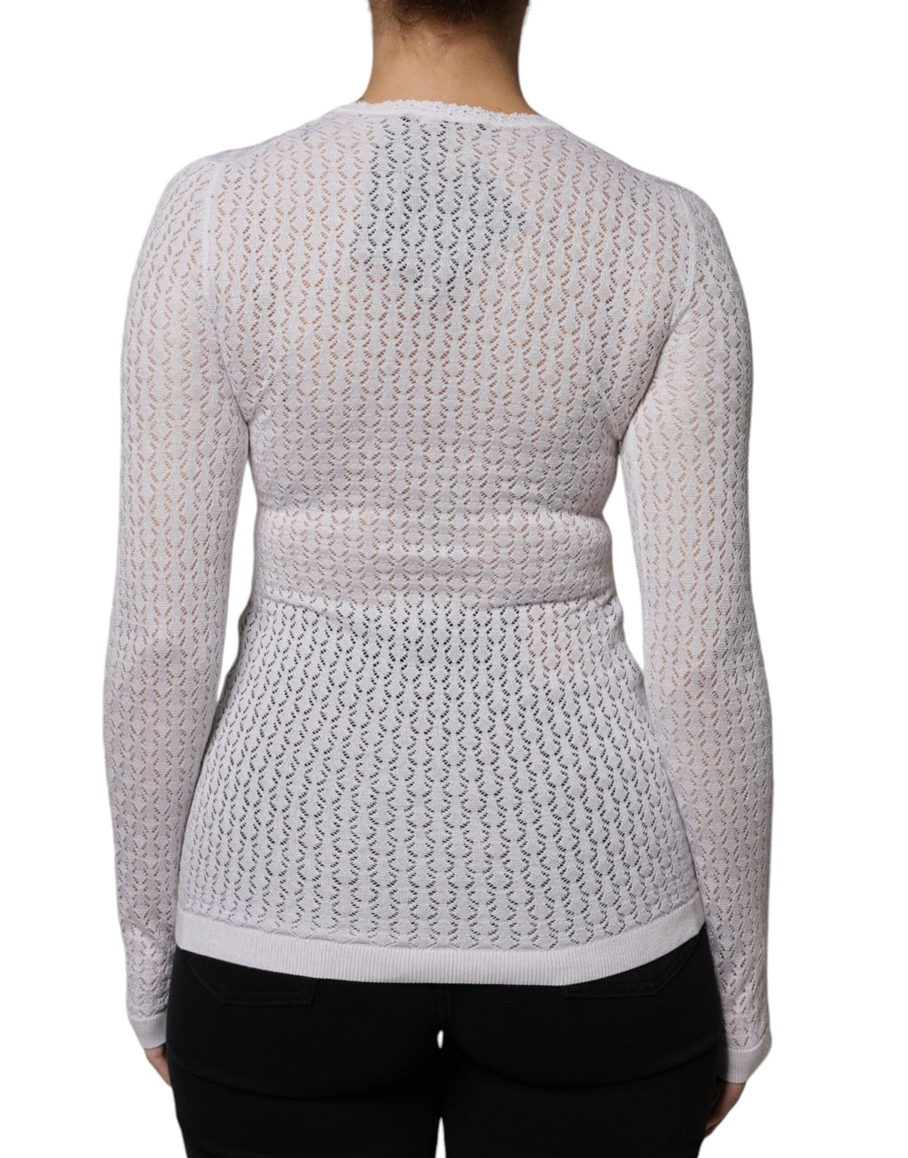 Dolce & Gabbana Weißer Seidenstrickpullover mit Knopfleiste