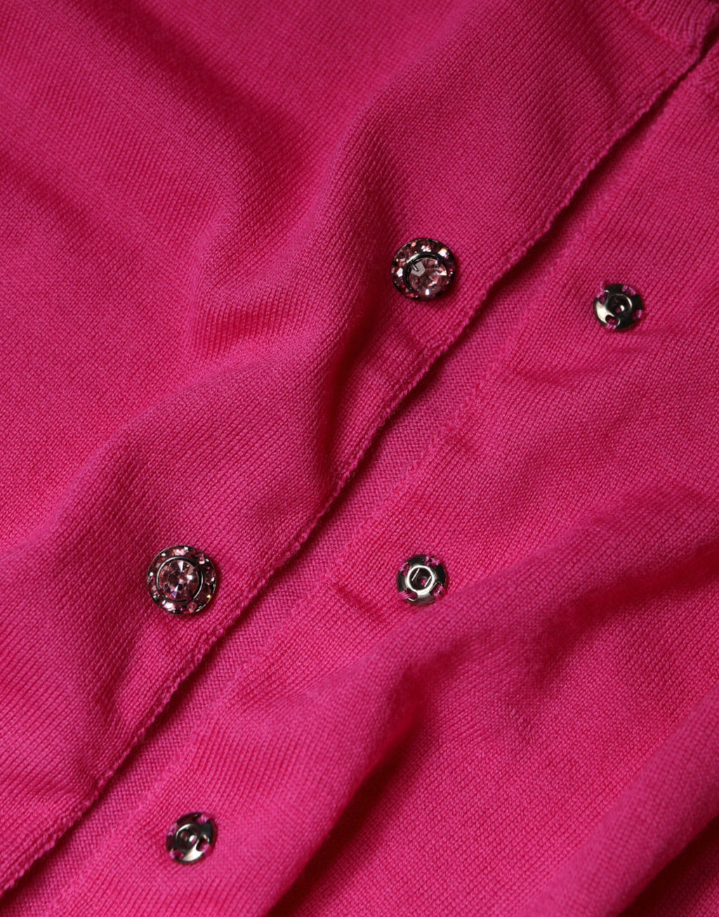 Dolce & Gabbana Rosa Wollstrickjacke mit Knopfleiste