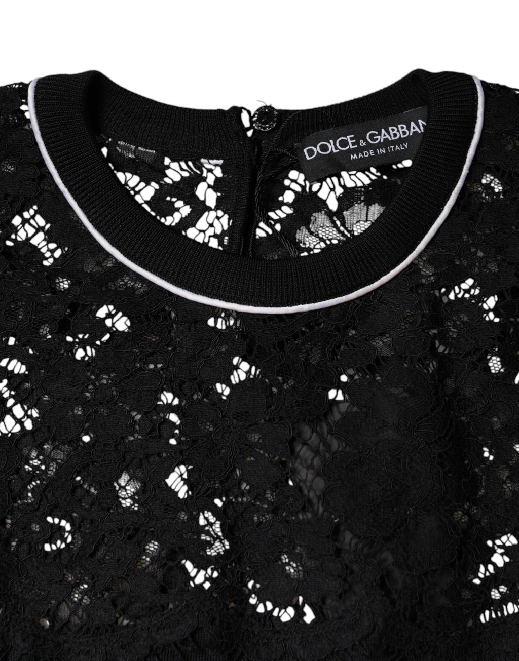 Dolce & Gabbana Schwarzes Pullover-Blusen-Top mit floraler Spitze aus Seide