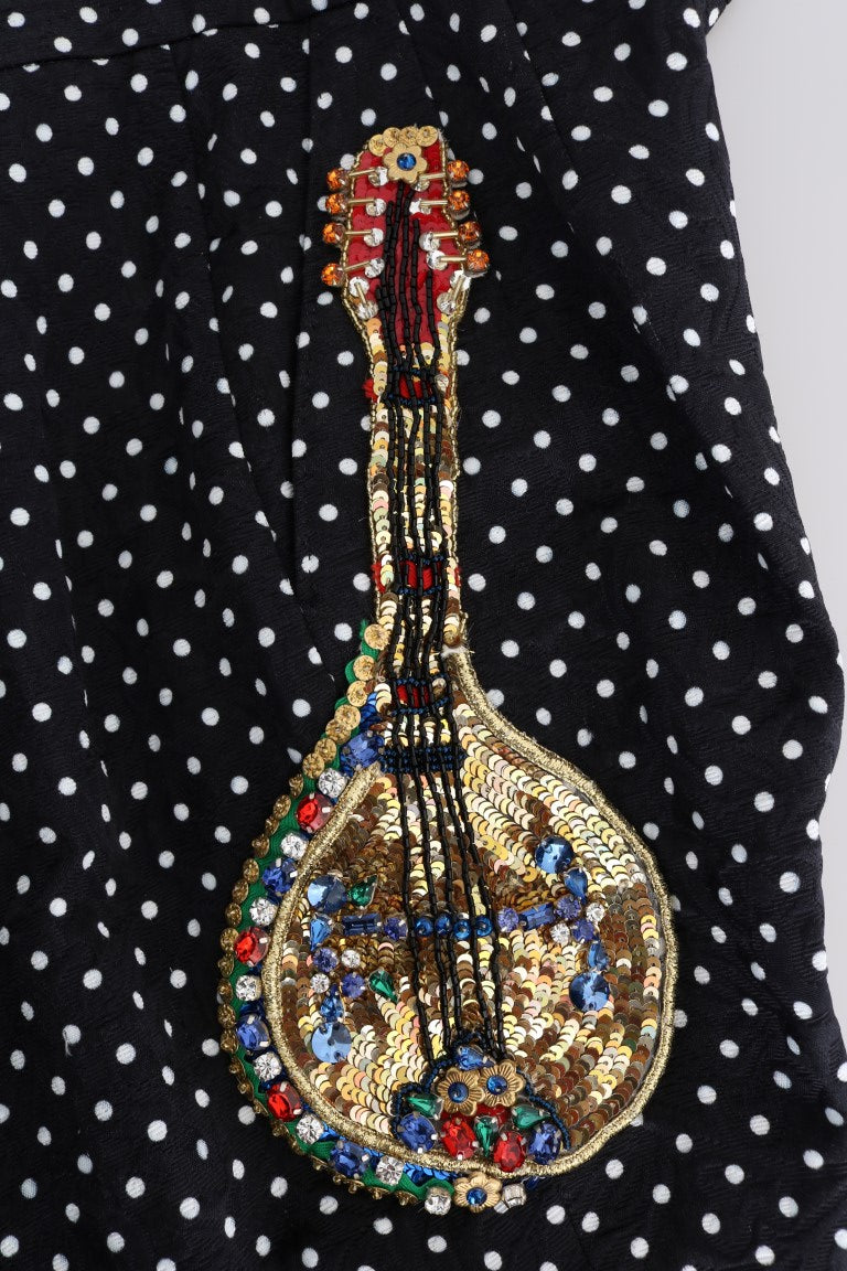 Dolce & Gabbana Schwarze gepunktete Sizilien-Kristall-Hose