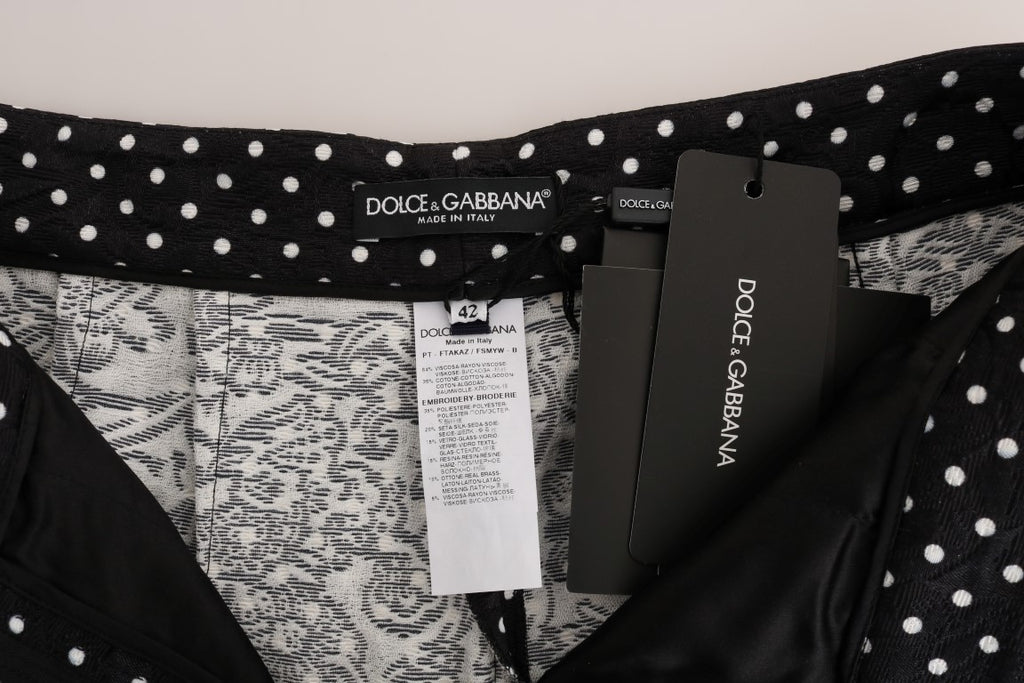 Dolce & Gabbana Schwarze gepunktete Sizilien-Kristall-Hose