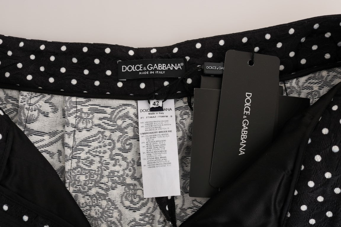 Dolce & Gabbana Schwarze gepunktete Sizilien-Kristall-Hose