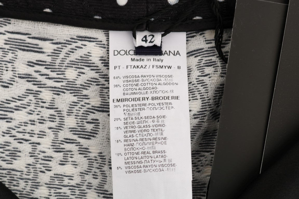 Dolce & Gabbana Schwarze gepunktete Sizilien-Kristall-Hose