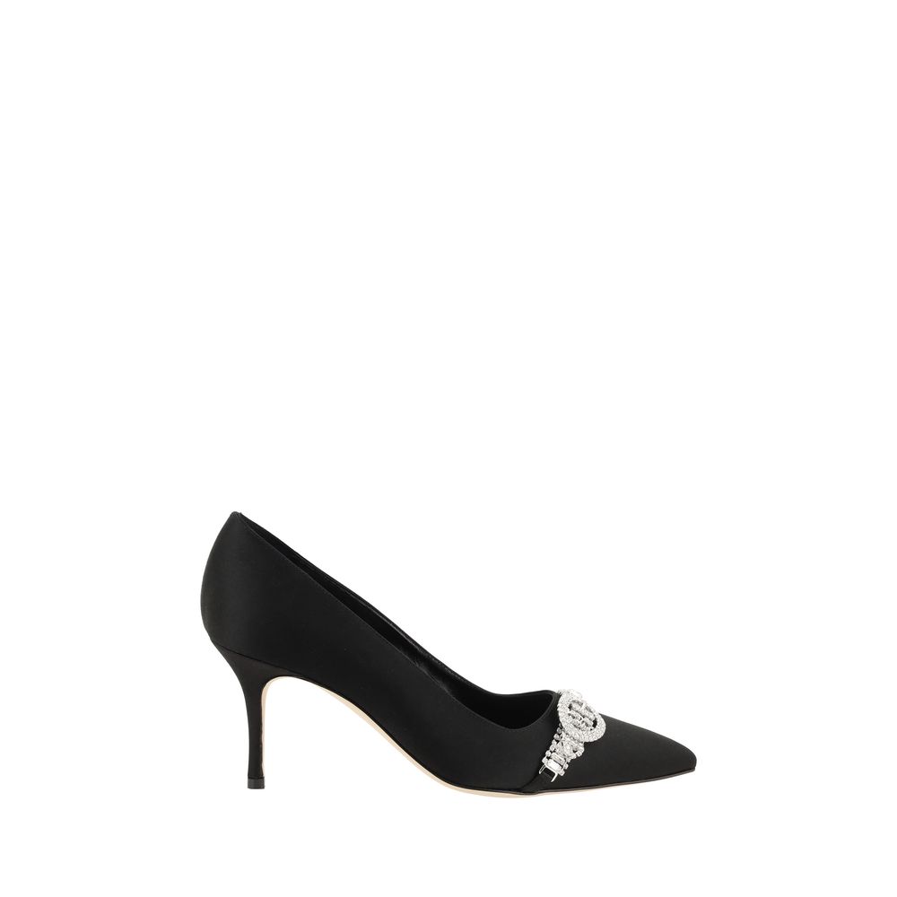 Manolo Blahnik Schwarze Asapump Satin Pumps