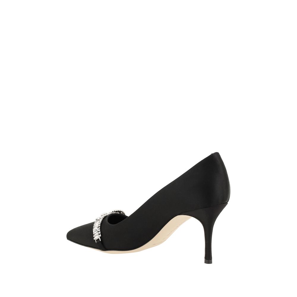 Manolo Blahnik Schwarze Asapump Satin Pumps