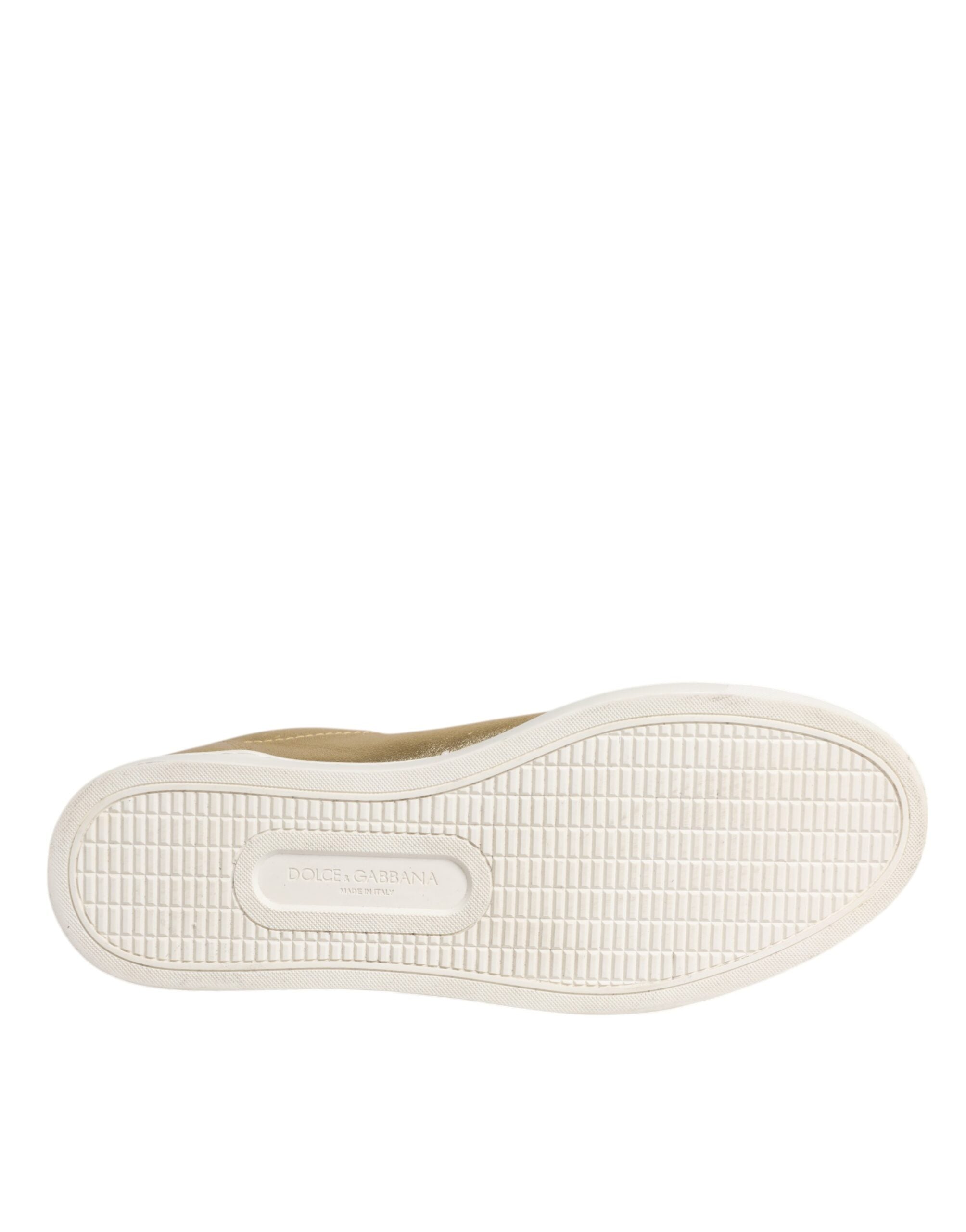 Dolce & Gabbana Gold Leder Logo London Männer Turnschuhe Schuhe