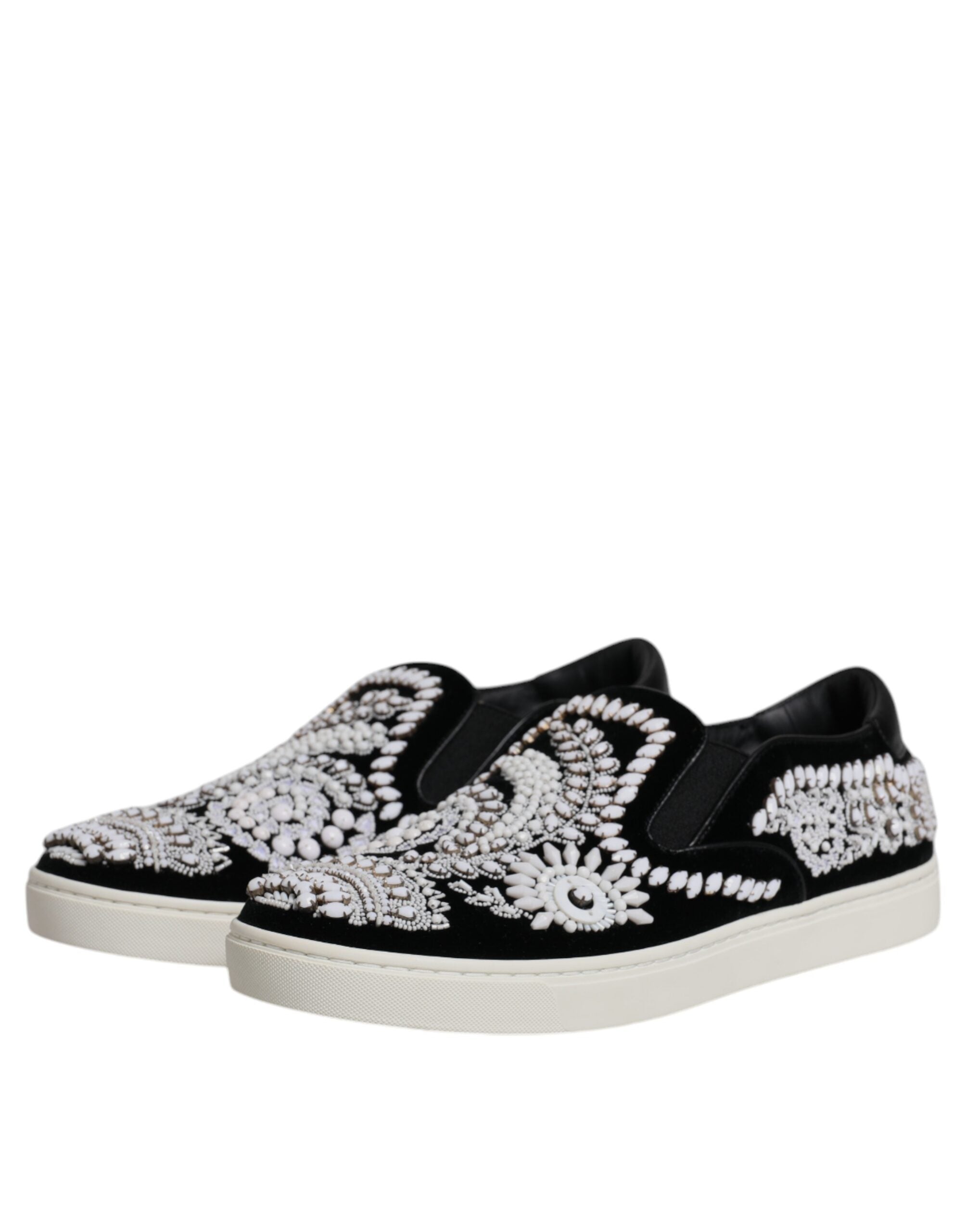 Dolce & Gabbana Schwarz verschönert London Männer Slip On Schuhe