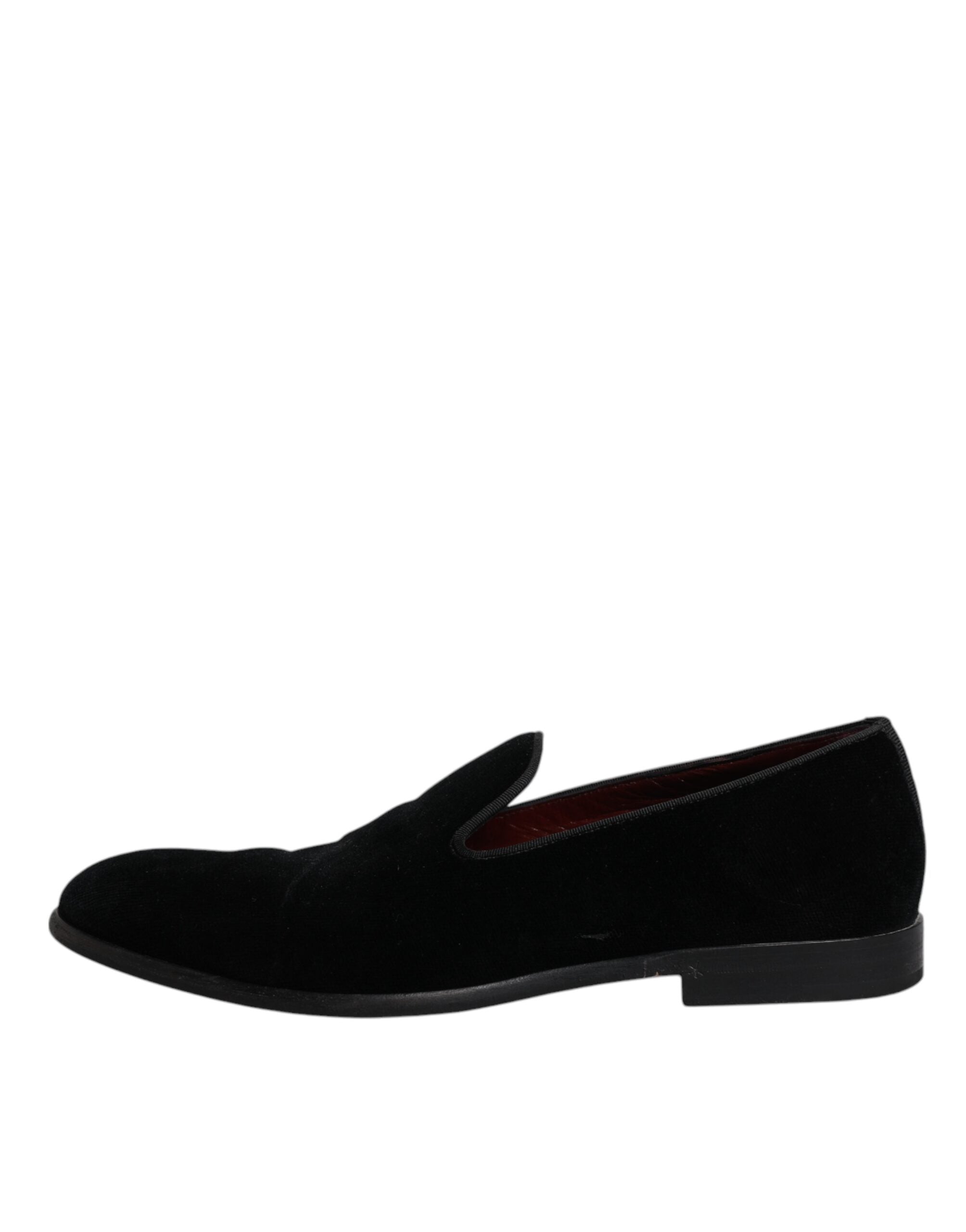 Dolce & Gabbana Schwarzer Samt Loafers Formal Männer Kleid Schuhe