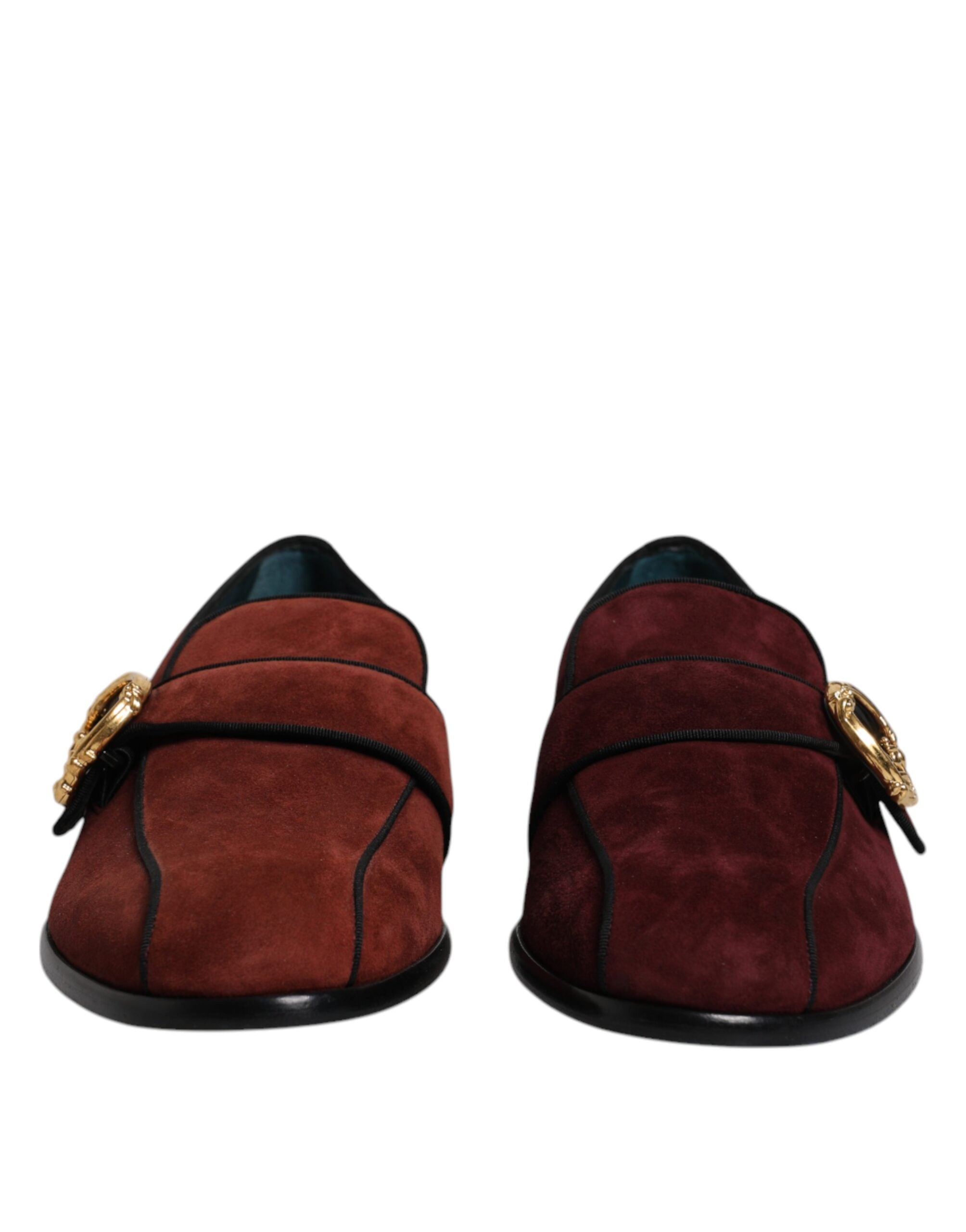 Dolce & Gabbana Bordeaux Wildleder Loafers Formal Männer Kleid Schuhe