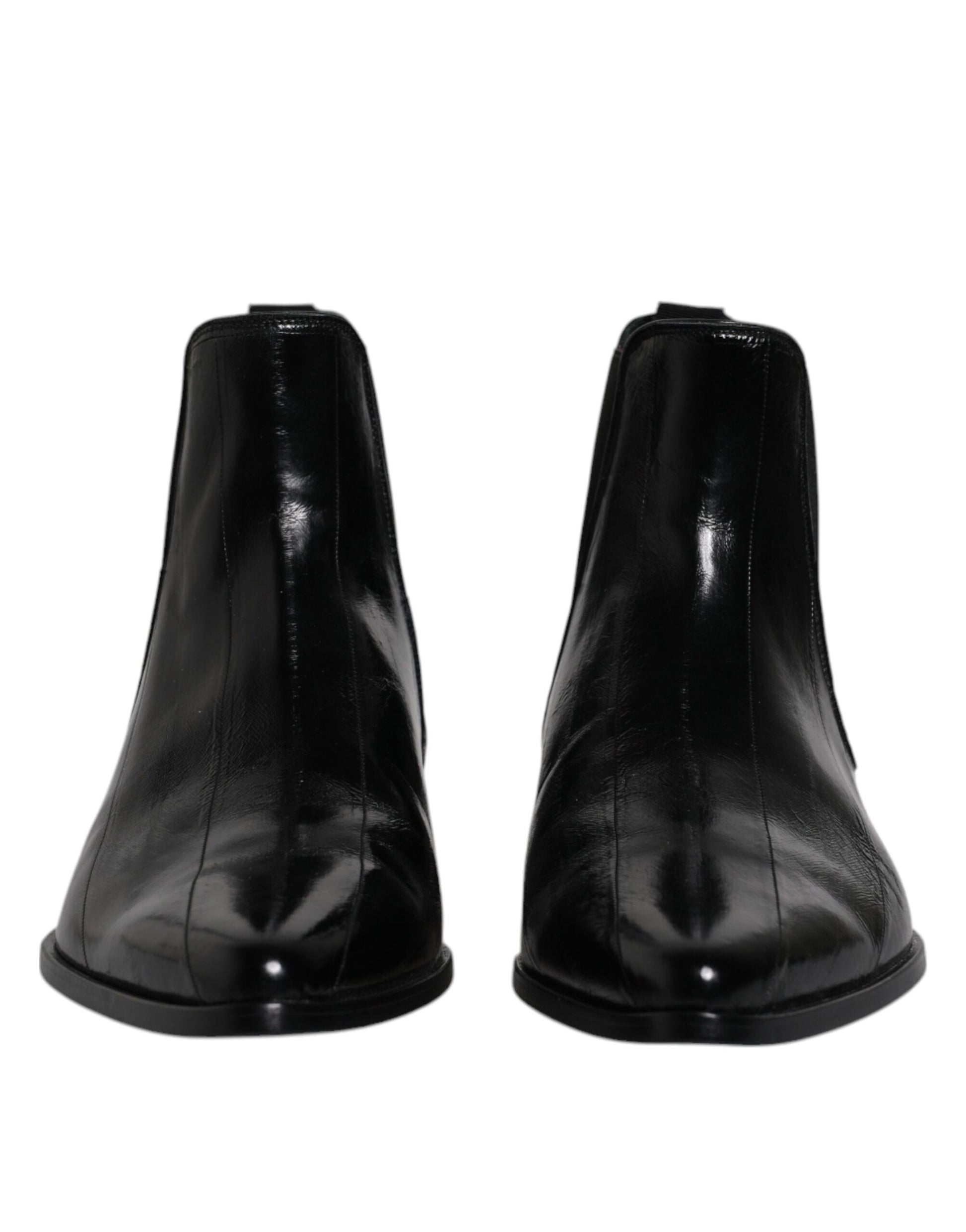 Dolce & Gabbana Schwarzes Leder Chelsea Herrenstiefel Schuhe
