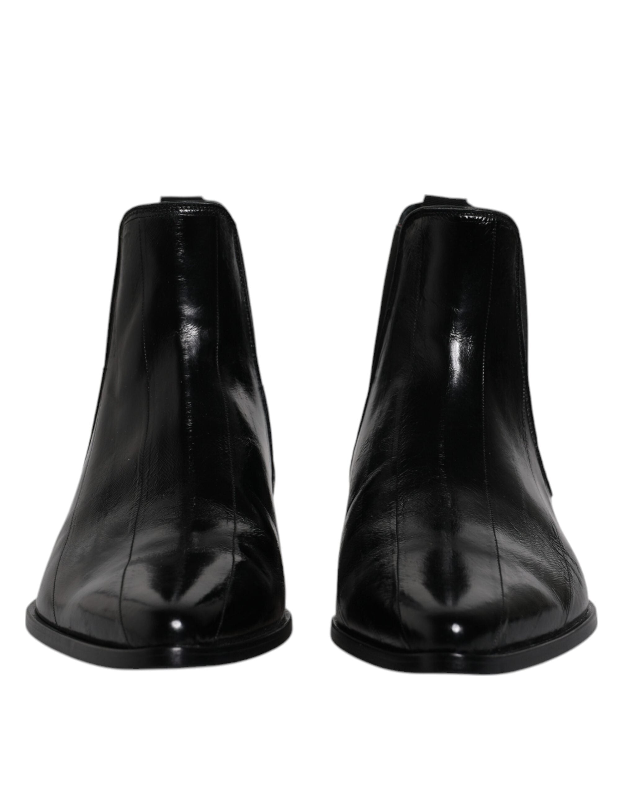 Dolce & Gabbana Schwarzes Leder Chelsea Herrenstiefel Schuhe