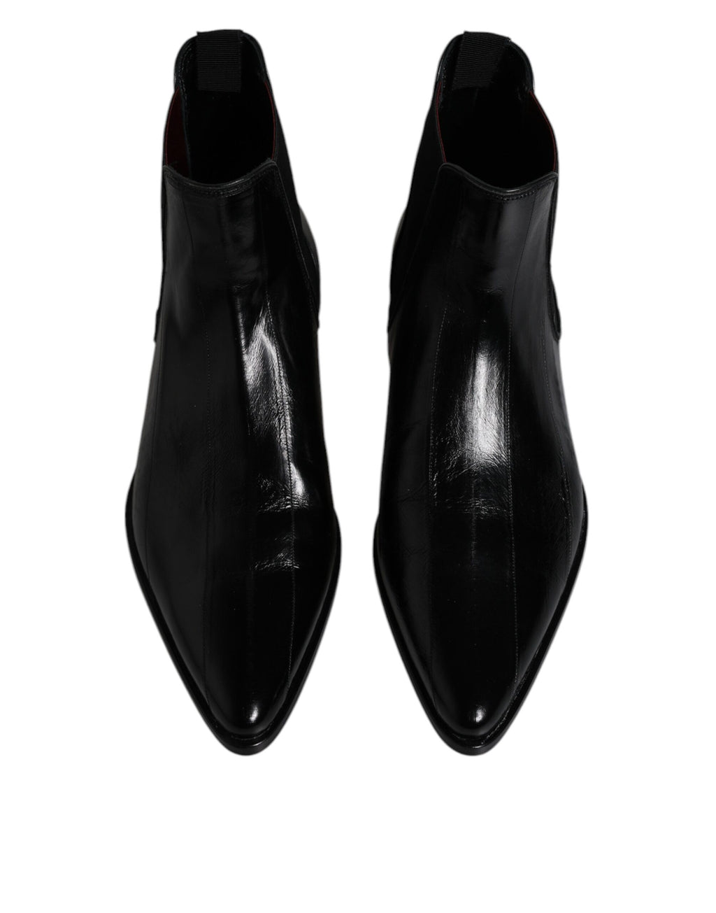 Dolce & Gabbana Schwarzes Leder Chelsea Herrenstiefel Schuhe