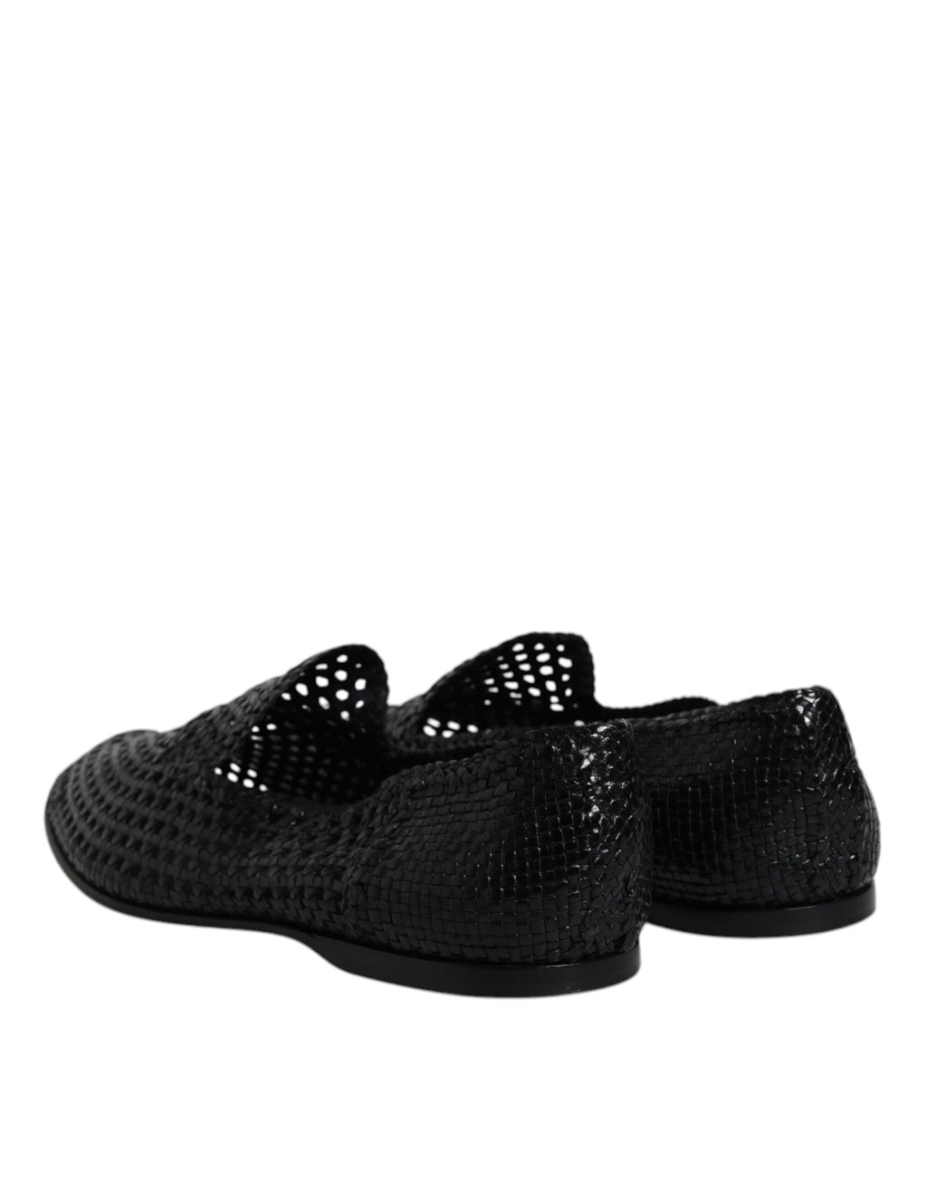 Dolce & Gabbana Schwarze gewebte Leder Slipper Schuhe
