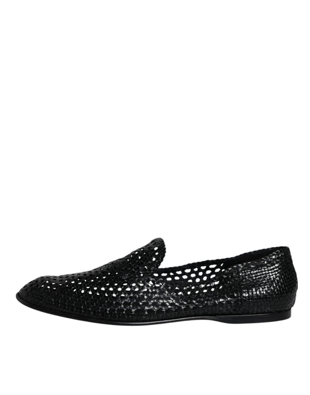 Dolce & Gabbana Schwarze gewebte Leder Slipper Schuhe