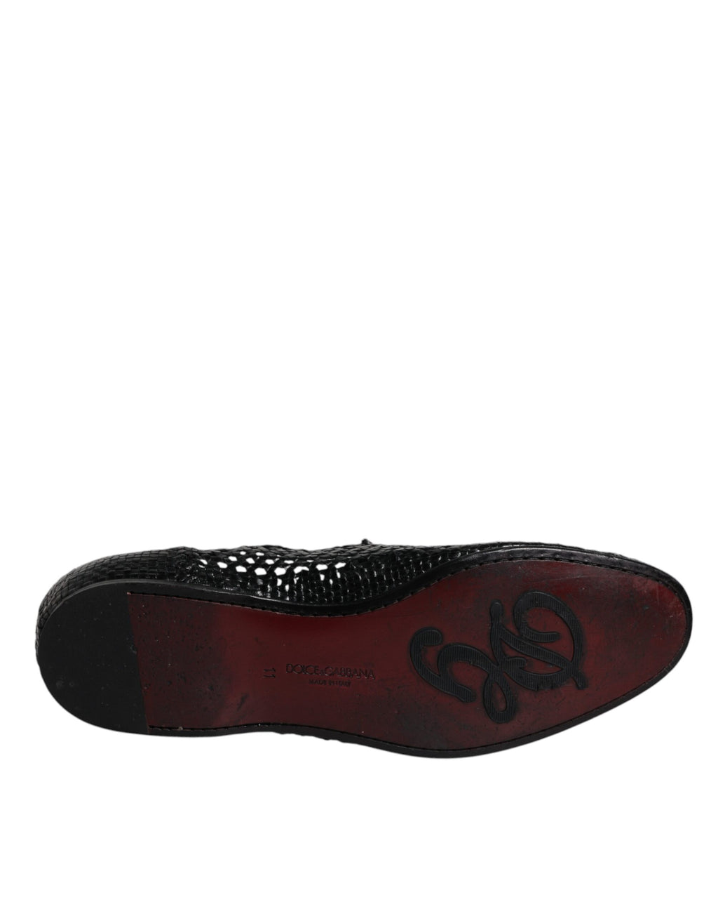 Dolce & Gabbana Schwarze gewebte Leder Slipper Schuhe