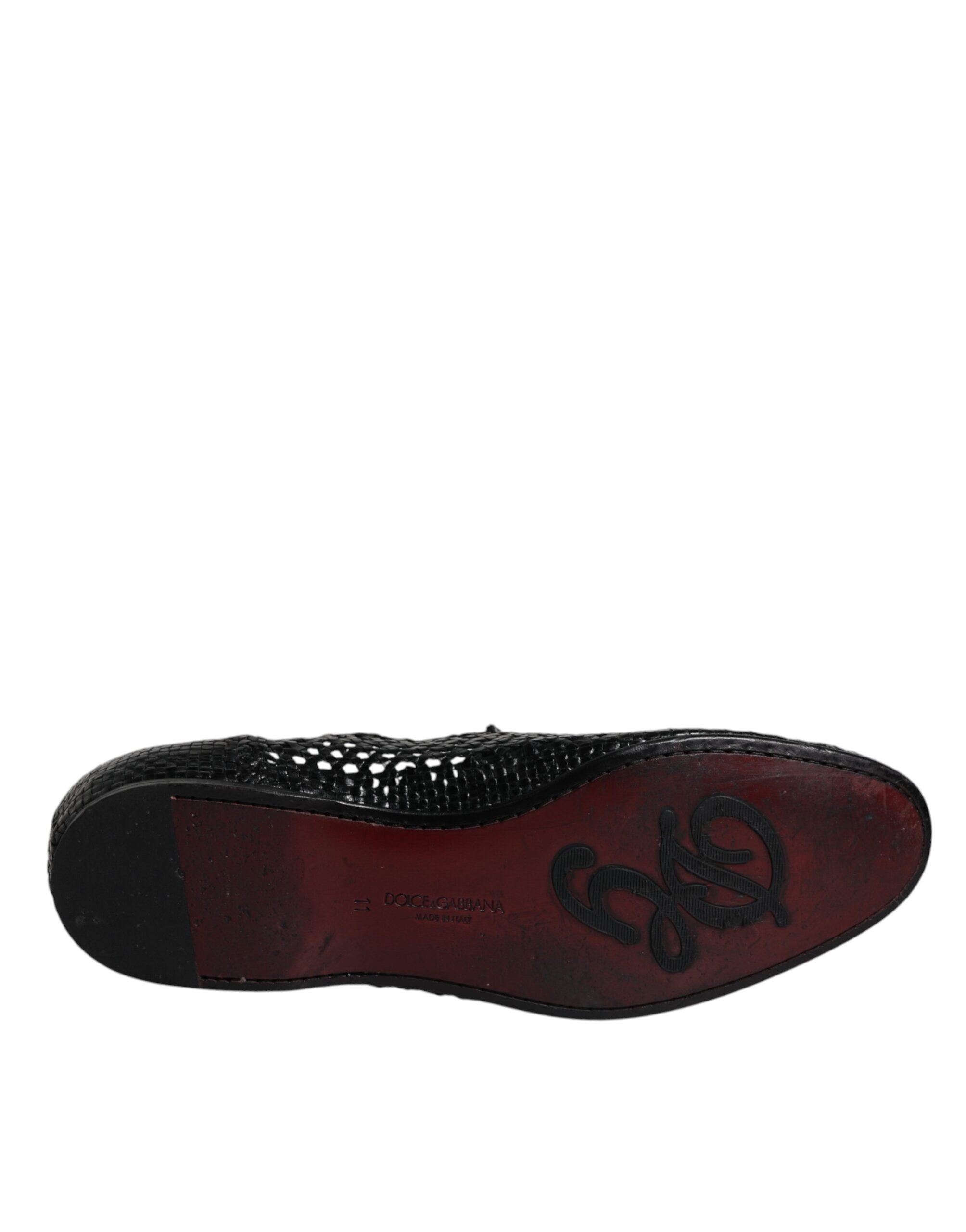 Dolce & Gabbana Schwarze gewebte Leder Slipper Schuhe