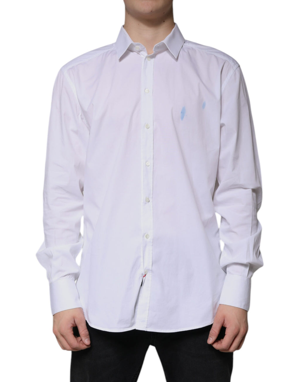 Dolce & Gabbana Weißes Baumwollhemd mit langen Ärmeln GOLD