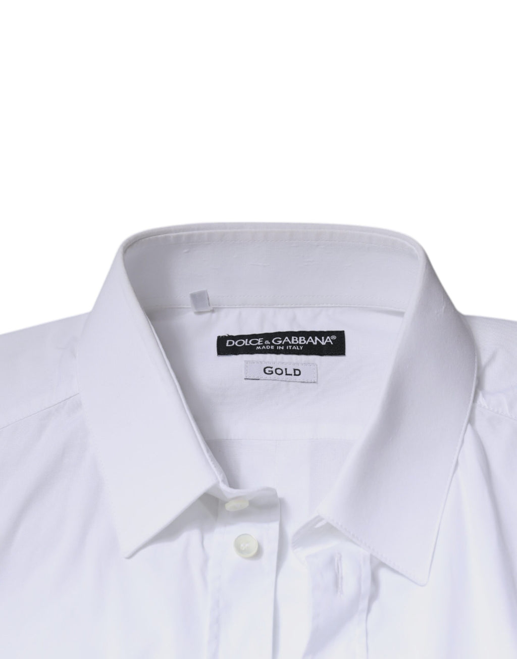 Dolce & Gabbana Weißes Baumwollhemd mit langen Ärmeln GOLD