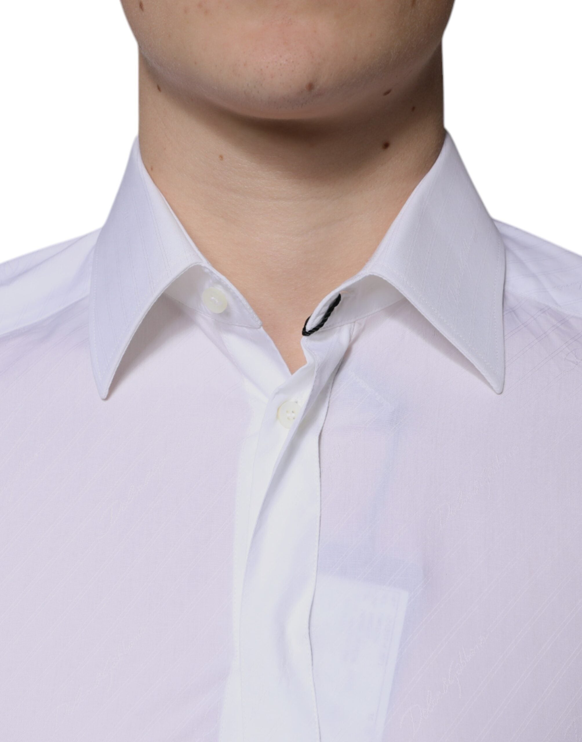 Dolce & Gabbana Weißes Baumwollhemd mit langen Ärmeln GOLD