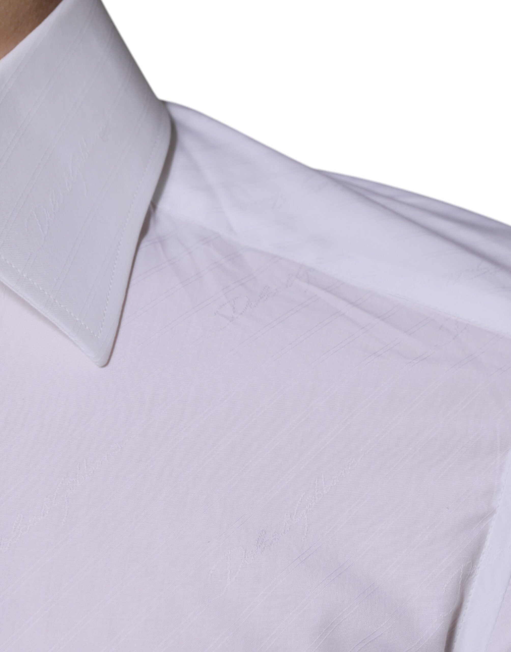 Dolce & Gabbana Weißes Baumwollhemd mit langen Ärmeln GOLD