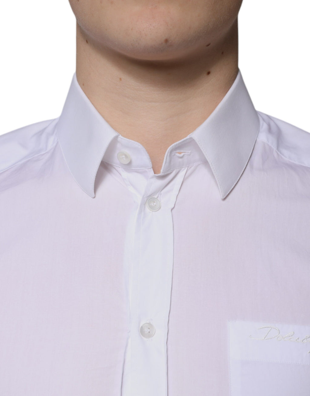 Dolce & Gabbana Weiß Baumwolle Langarm GOLD Kleid Männer Hemd